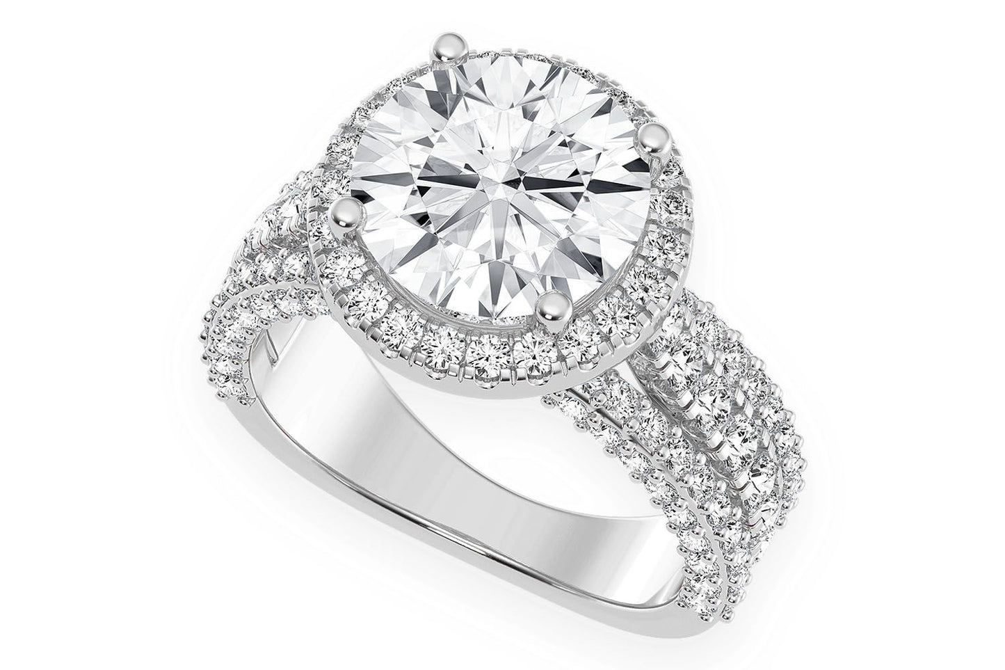 TRIPP - 3.00CT ROUND SOLITAIRE - THREE ROW - DIAMOND ENGAGEMENT RING