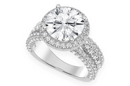 TRIPP - 3.00CT ROUND SOLITAIRE - THREE ROW - DIAMOND ENGAGEMENT RING