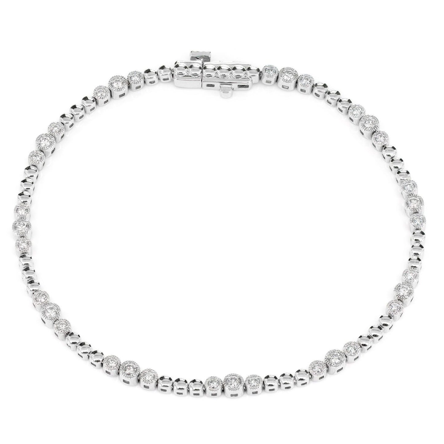 BRĂȚARĂ CU TRIO DE DIAMANTE MILGRAIN CU MĂRGELE, AUR MASIV DE 14K, 0.60CT