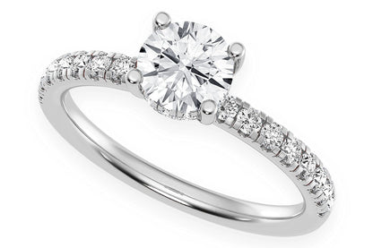 THINN - 0.75CT ROUND SOLITAIRE - ONE ROW UNDER HALO - DIAMOND ENGAGEMENT RING