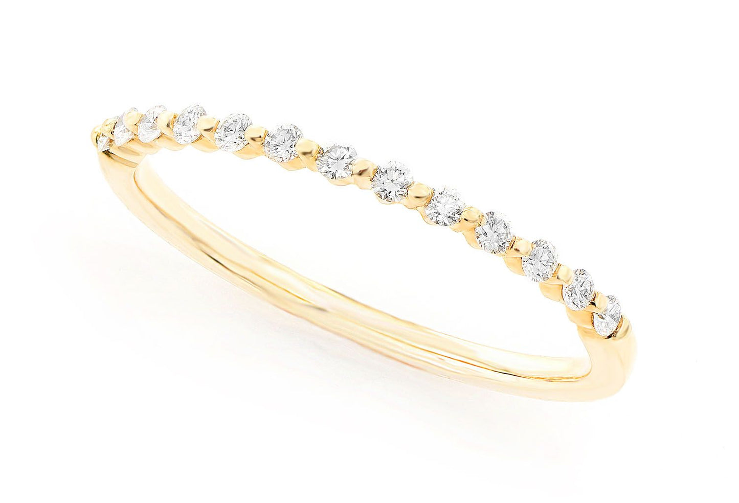 Inel cu diamante suprapuse, aur masiv de 14K, 0.15 ct