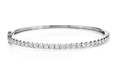 DIAMOND HINGED BANGLE BRACELET SOLID GOLD 2.50CTW