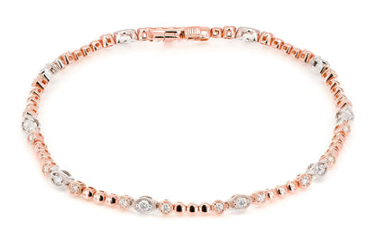 BEADED AND DIAMOND DECO MILGRAIN BRACELET 0.60CTW 14K SOLID GOLD