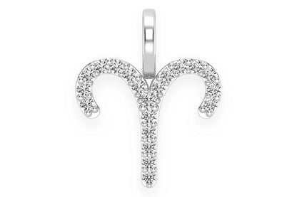 ARIES ZODIAC DIAMOND PENDANT 14K SOLID GOLD 0.10CTW