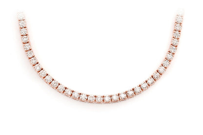 8PT PRONG SET TENNIS NECKLACE 14K SOLID GOLD 16.50CTW