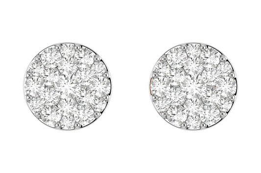 DIAMOND DISC CLUSTER STUD EARRINGS 14K SOLID GOLD 0.40CTW