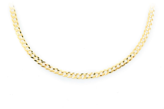 2.5MM FLAT CURB LINK 14K SOLID GOLD CHAIN