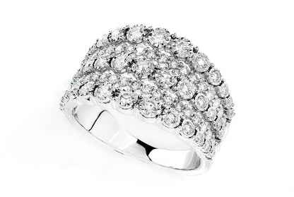 GRADUATED FIVE ROW MIRACLE SET DIAMOND RING 14K SOLID GOLD 1.00CTW