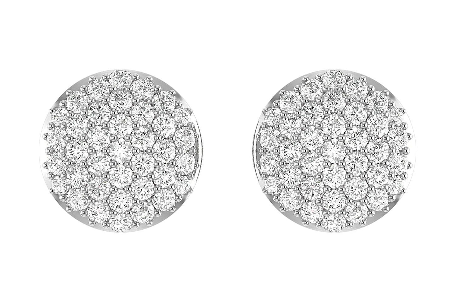 DOME DIAMOND STUD EARRINGS 14K SOLID GOLD 0.50CTW