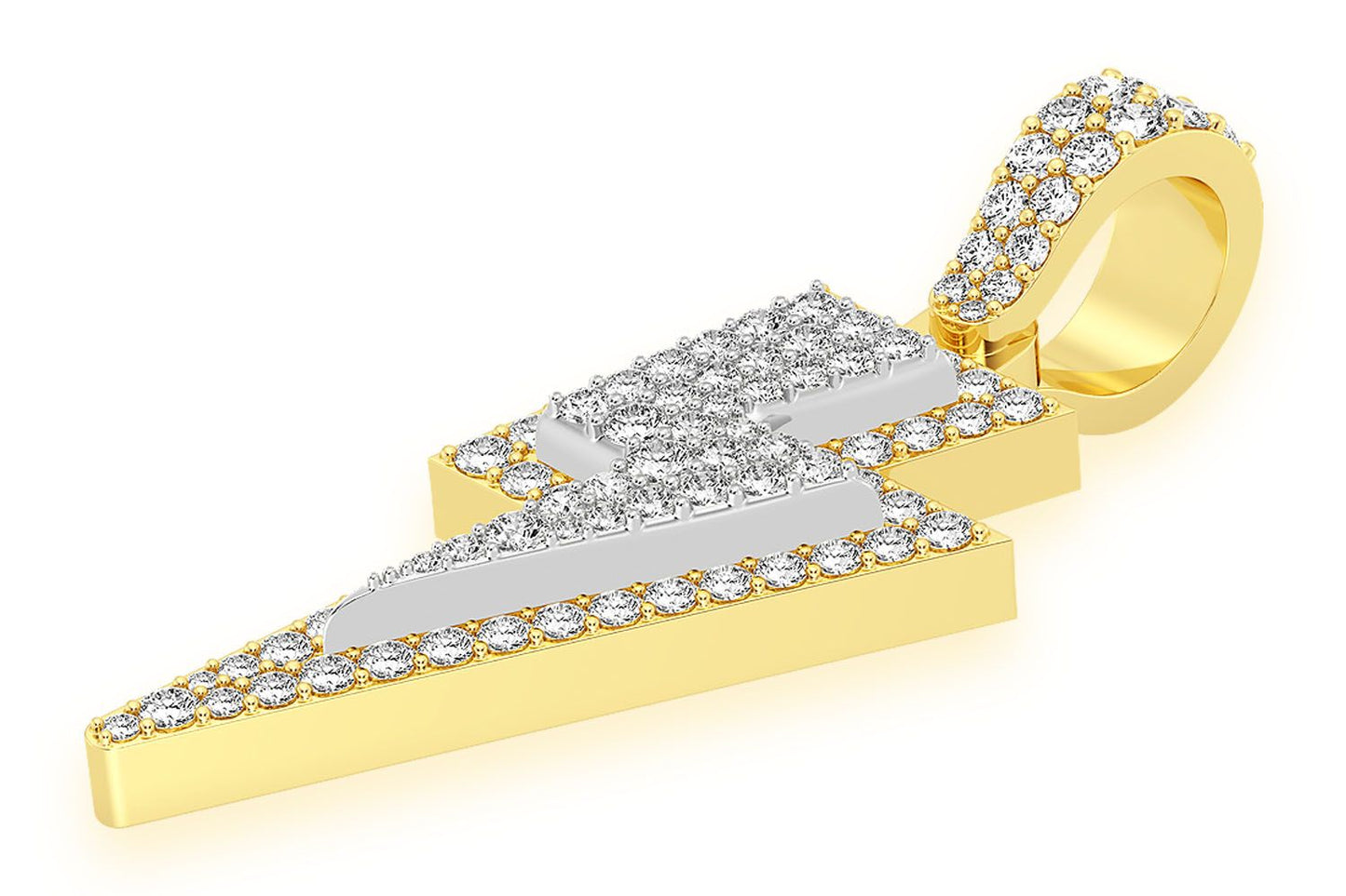 LIGHTNING BOLT DIAMOND PENDANT 14K SOLID GOLD 1.25CTW
