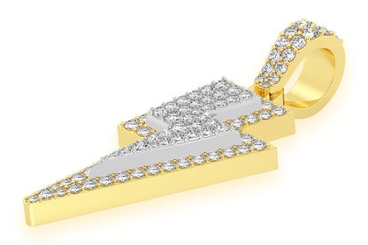 LIGHTNING BOLT DIAMOND PENDANT 14K SOLID GOLD 1.25CTW
