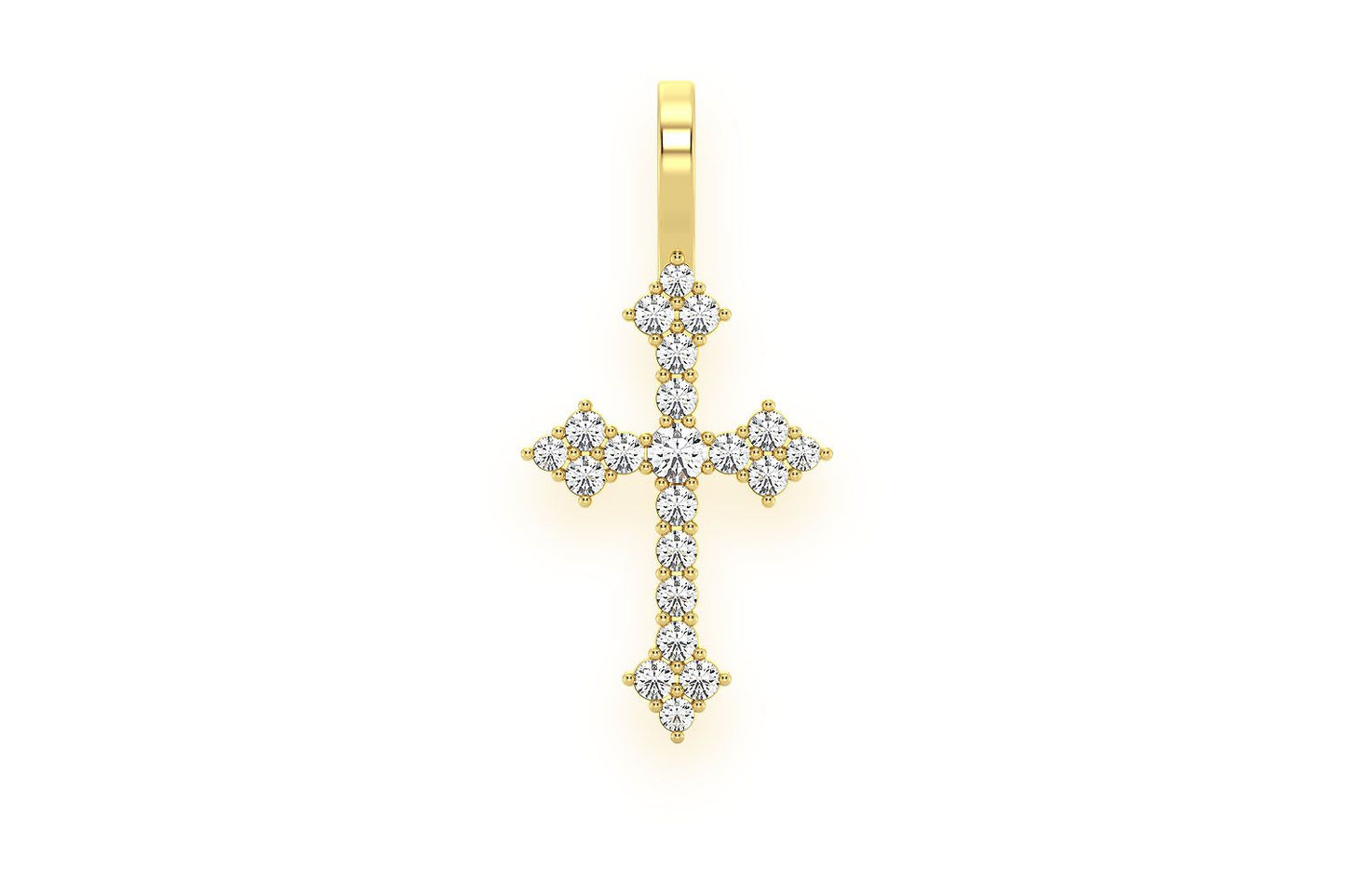 CROSS DIAMOND PENDANT 14K SOLID GOLD 0.15CTW