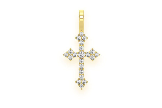 CROSS DIAMOND PENDANT 14K SOLID GOLD 0.15CTW