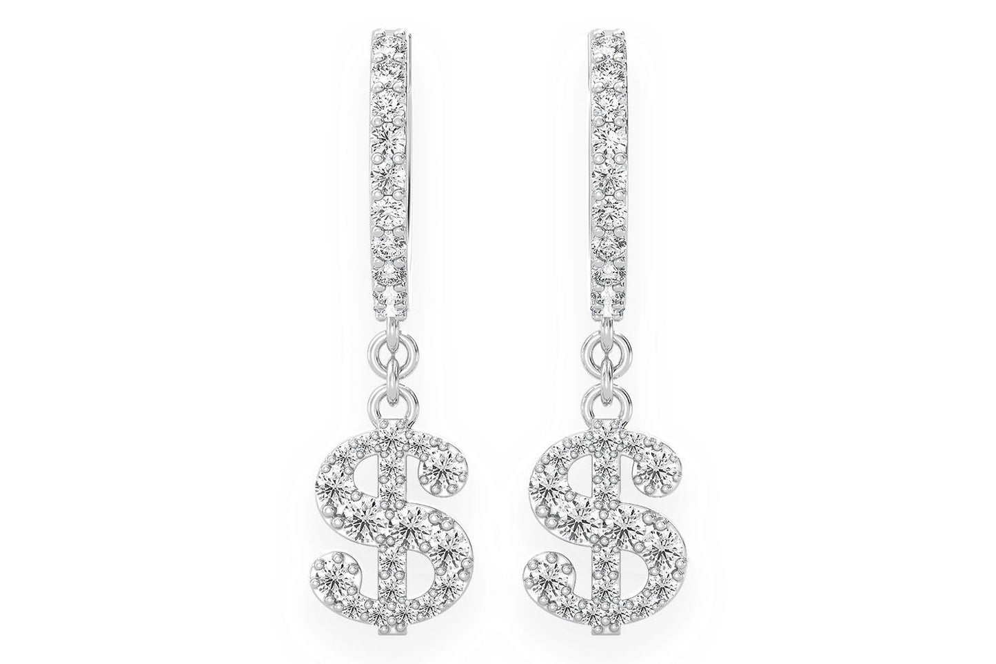 CERCEI ROTARI CU SIGNUL DOLLARULUI, AUR MASIV DE 14K, 0.65CT