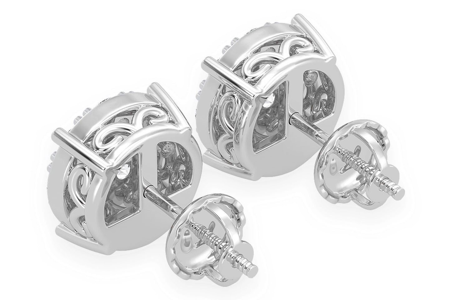 2.00CTW MOSAIC DIAMOND STUD EARRINGS 14K SOLID GOLD
