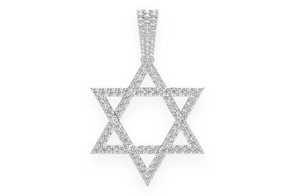 PANDANT CU DIAMANT STEA LUI DAVID, AUR MASIV DE 14K, 1.90CTW