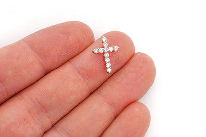 HIDDEN BAIL CROSS PENDANT 14K SOLID GOLD 0.40CTW