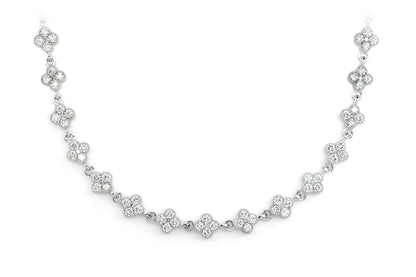 FOUR CLOVER DIAMOND MILGRAIN LINK STATION NECKLACE 14K SOLID GOLD 5.50CTW