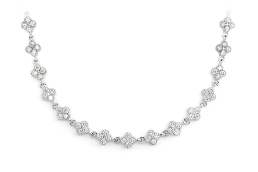 COLIER FOUR CLOVER CU PATRU DIAMANTE MILGRAIN LINK, AUR MASIV DE 14K, 5.50 CT 