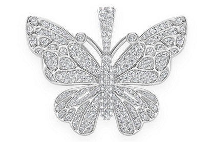 BUTTERFLY DIAMOND PENDANT 14K SOLID GOLD 2.00CTW
