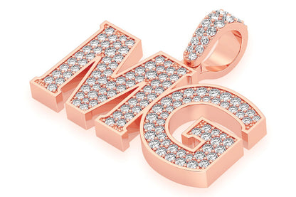 CUSTOM HEAVY SERIF LETTER NAMEPLATE DIAMOND PENDANT 14K SOLID GOLD