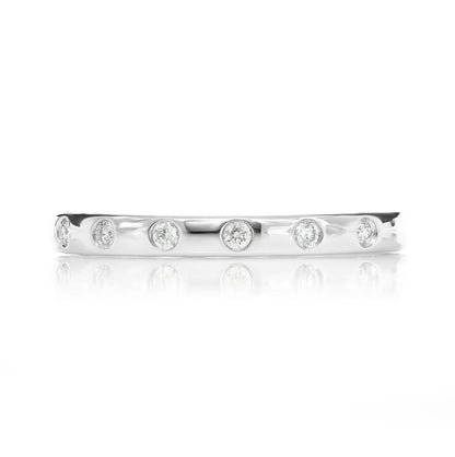 THIN GYPSY SET DIAMOND BAND RING 14K SOLID GOLD 0.10CTW