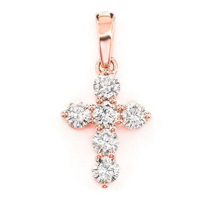 POINTED DIAMOND CROSS 14K SOLID GOLD 0.75CTW