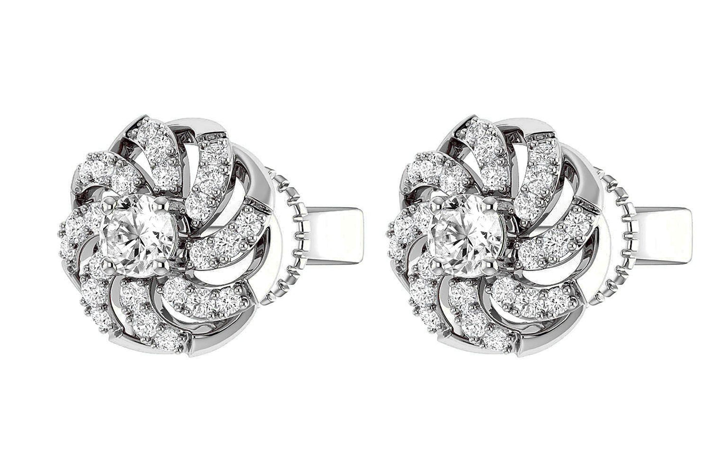 SPIRAL DOME DIAMOND STUD EARRINGS 14K SOLID GOLD 0.25CTW