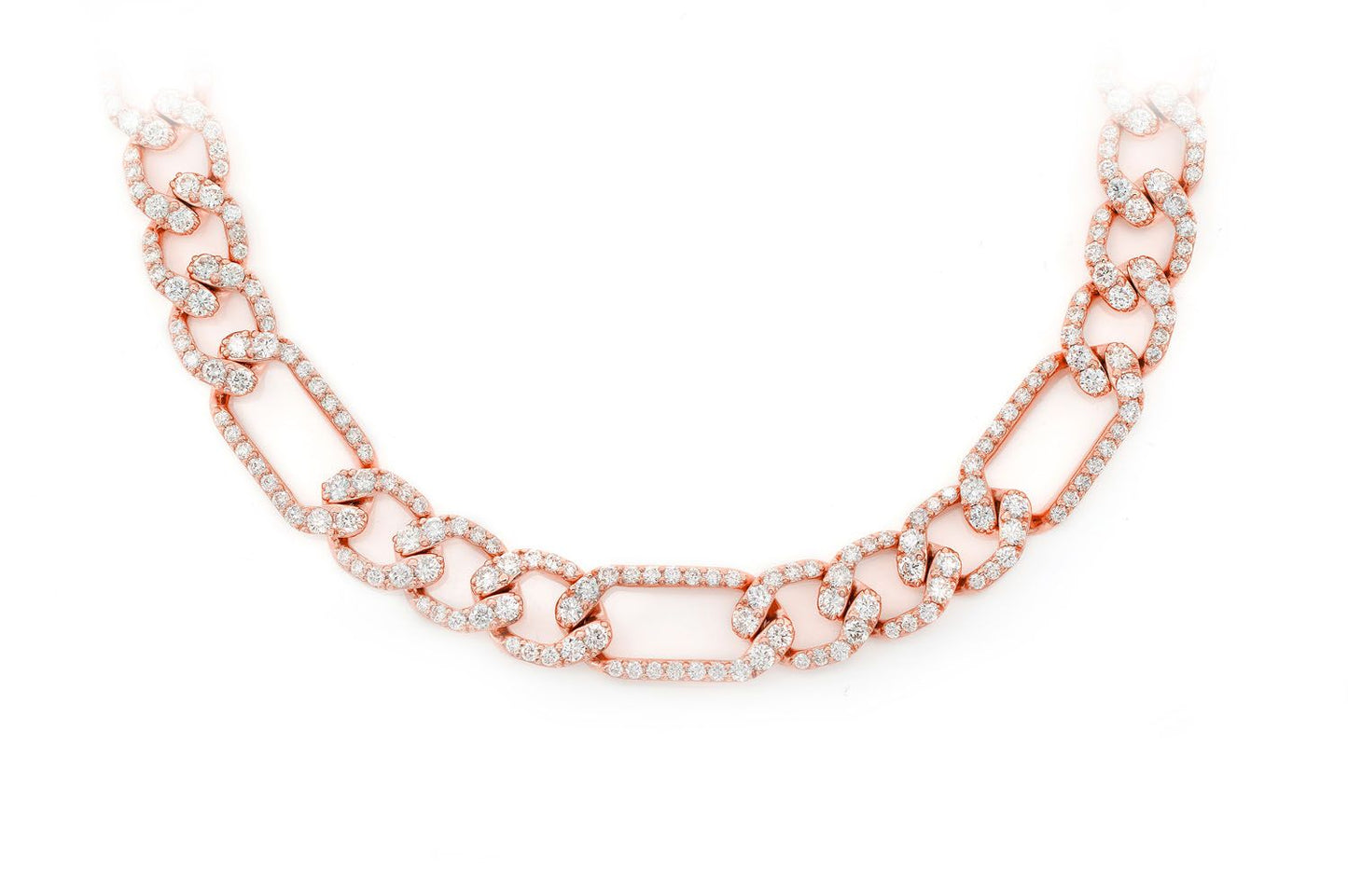 8MM FIGARO LINK DIAMOND NECKLACE 14K SOLID GOLD 17.00CTW