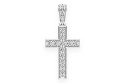 MIRACLE SET CROSS DIAMOND PENDANT 14K SOLID GOLD 0.25CTW