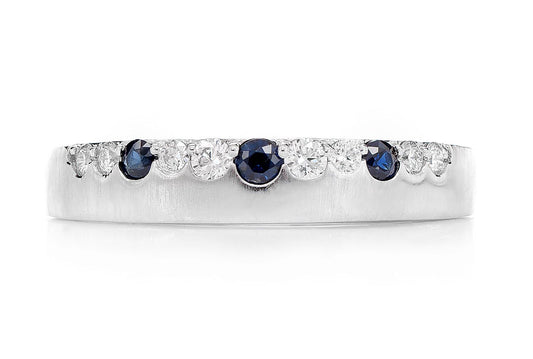 INEL CU UN RÂND DE SAFIR ȘI DIAMANT, SET ȚIGĂNesc, AUR MASIV DE 14K, 0.33CT
