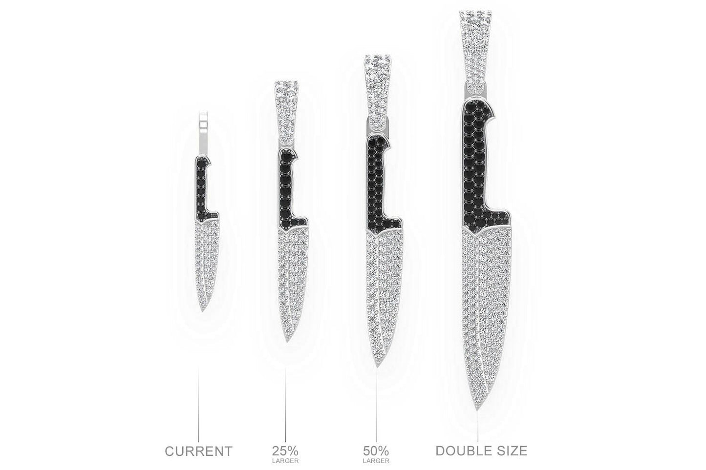 CHEF'S KNIFE DIAMOND PENDANT 14K SOLID GOLD .25CTW