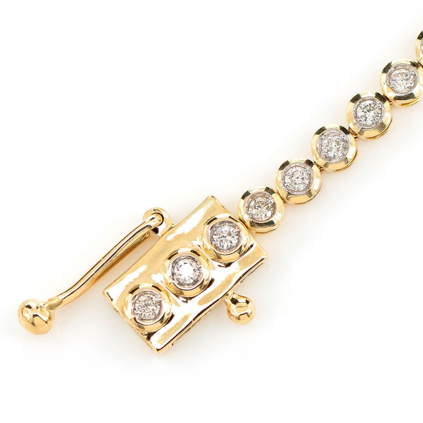ROUND BEZEL SET DIAMOND LINK BRACELET 14K SOLID GOLD 1.00CTW