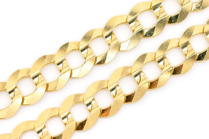 13MM FLAT CURB LINK 14K SOLID GOLD CHAIN