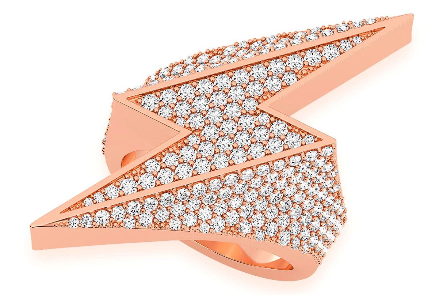 LIGHTNING BOLT DIAMOND RING 14K SOLID GOLD 2.25CTW