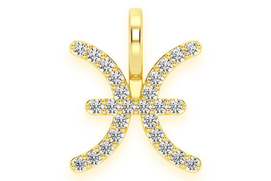 PISCES ZODIAC DIAMOND PENDANT 14K SOLID GOLD 0.10CTW