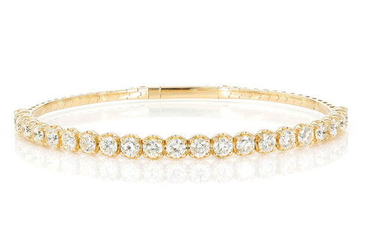15PT DIAMOND FLEX BANGLE TENNIS BRACELET 3.75CTW 14K SOLID GOLD