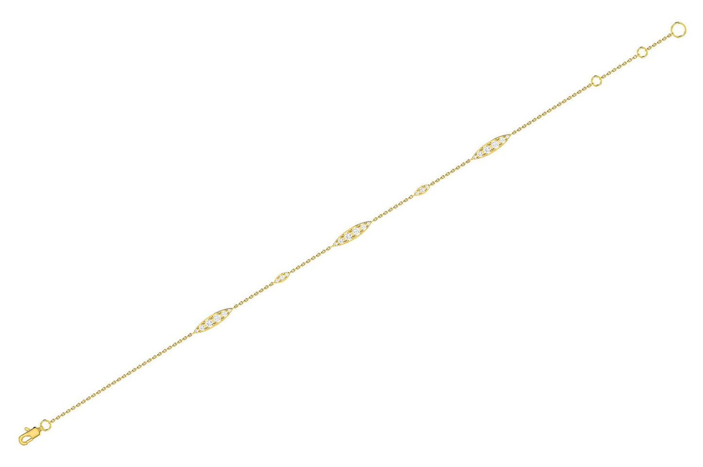GRADUATED DIAMOND BRACELET 14K SOLID GOLD 0.30CTW