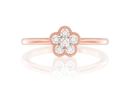 DIAMOND MILGRAIN CLOVER ENGAGEMENT RING - 0.25CTW