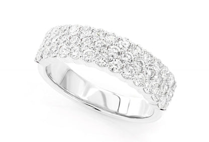 3 ROW DIAMOND BAND 14K SOLID GOLD 2.20CTW