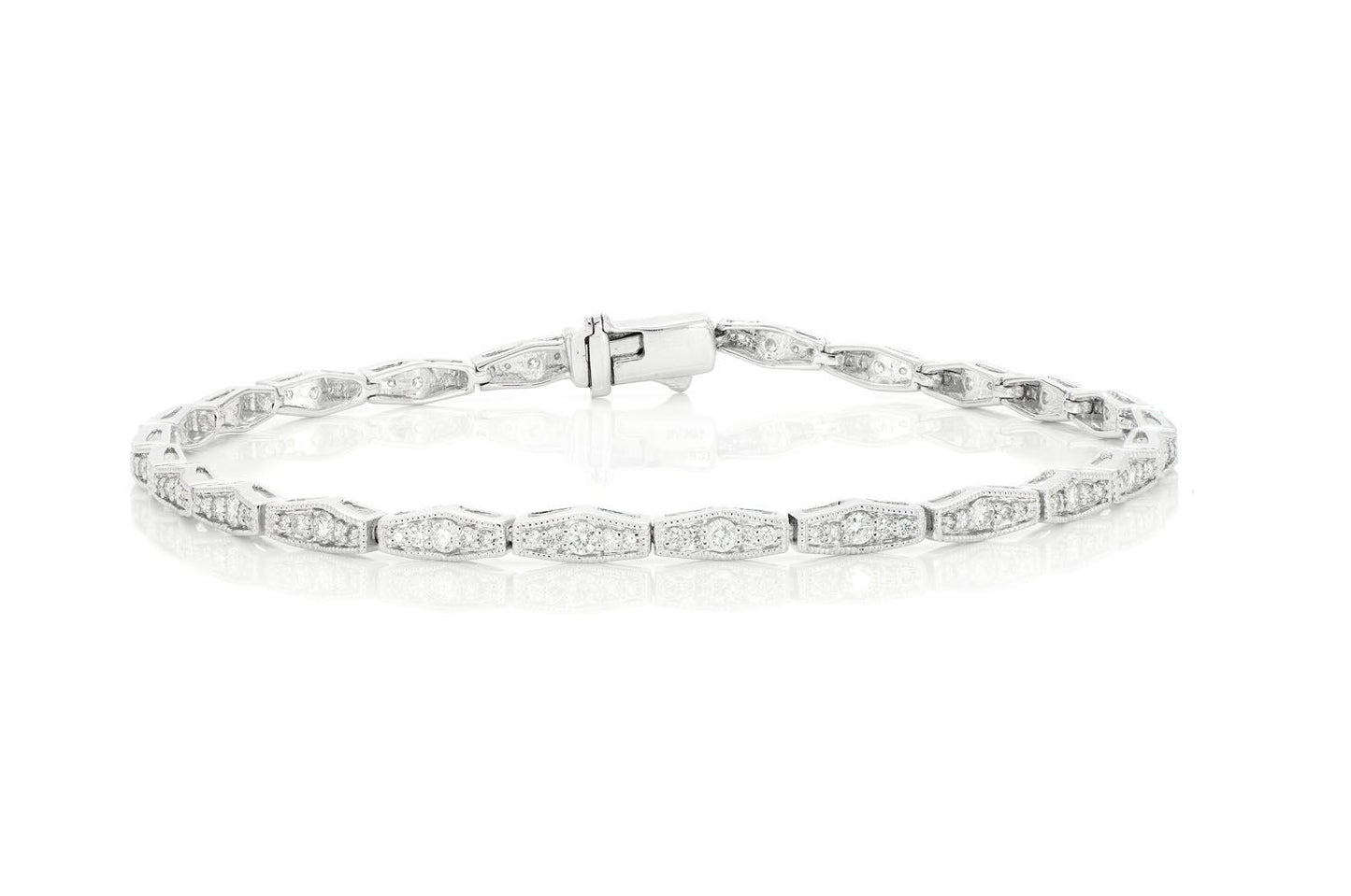 ANGLED HEX LINK DIAMOND BRACELET 14K SOLID GOLD 1.00CTW