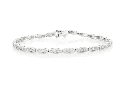 ANGLED HEX LINK DIAMOND BRACELET 14K SOLID GOLD 1.00CTW
