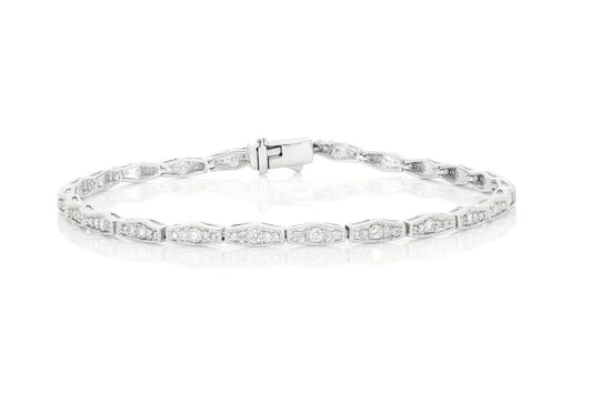 ANGLED HEX LINK DIAMOND BRACELET 14K SOLID GOLD 1.00CTW