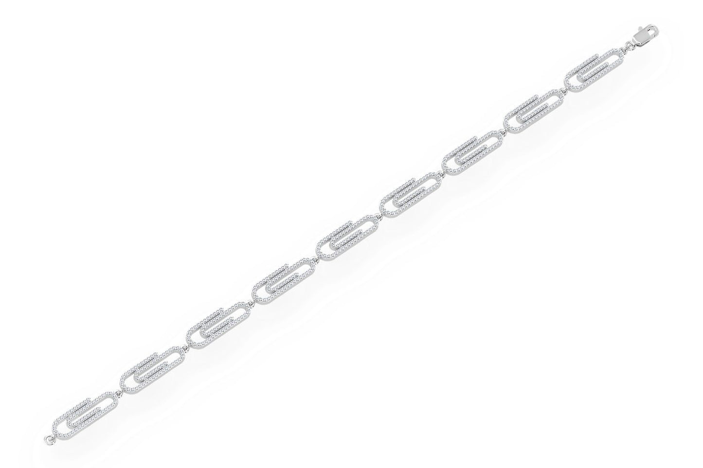 PAPER CLIP ETERNITY DIAMOND BRACELET 14K SOLID GOLD 1.85CTW