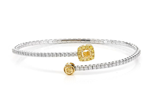GEOMETRIC DIAMOND BYPASS YELLOW AND WHITE DIAMOND BRACELET 14K SOLID GOLD 0.75CTW
