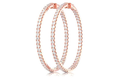 CERCEI MARI CU DIAMANTE, VERTICALE, AUR MASIV DE 14K, 12.00 CT
