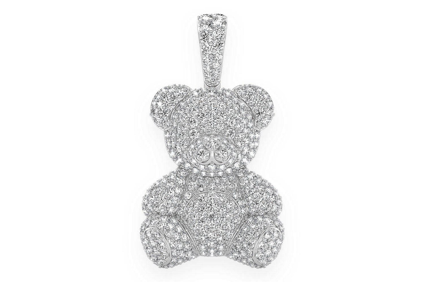 TEDDY BEAR DIAMOND PENDANT 14K SOLID GOLD 2.65CTW
