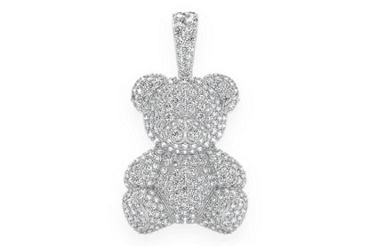 TEDDY BEAR DIAMOND PENDANT 14K SOLID GOLD 2.65CTW