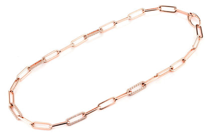 COLIER CU DIAMANTE ALTERNATIVE, LEGĂTURĂ ROLO, 44,5 cm, AUR MASIV DE 14K, 3,00 CT