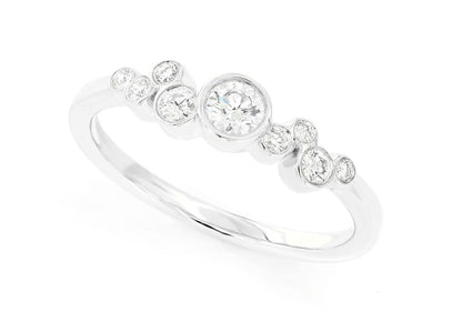 9 STONE GRADUATED BEZEL DIAMOND RING 14K SOLID GOLD 0.35CTW